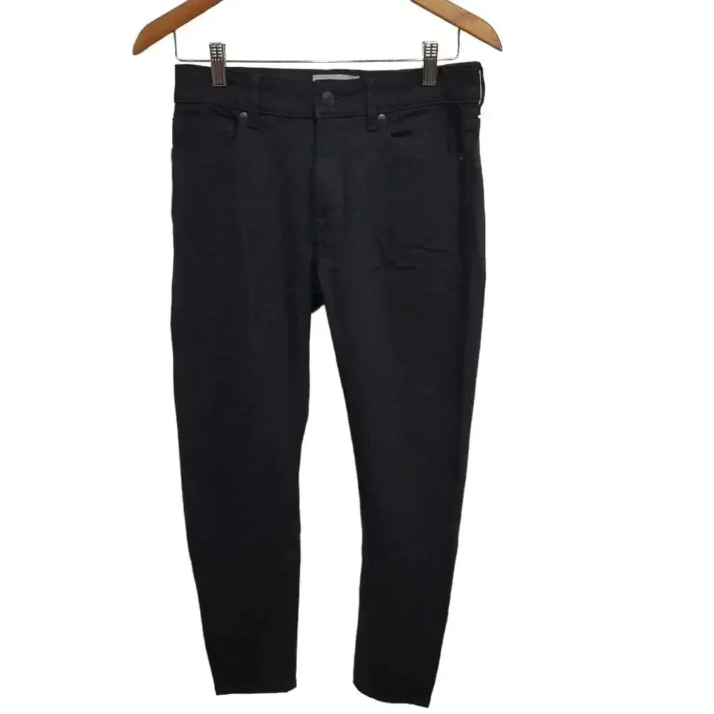Everlane Mid Rise Black Denim Straight Leg Skinny Jeans Size 27